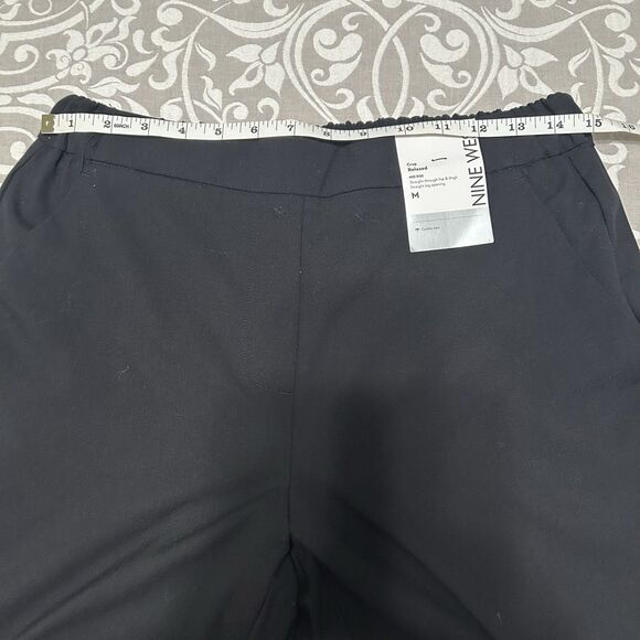 Nine West Pants Women M Black Pull On Crop Relaxed Mid Rise Preppy Office NWT - Picture 8 of 15